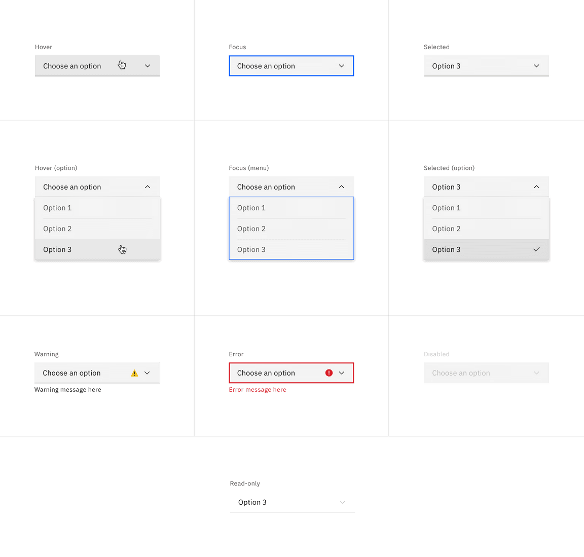 Default dropdown and combo box states